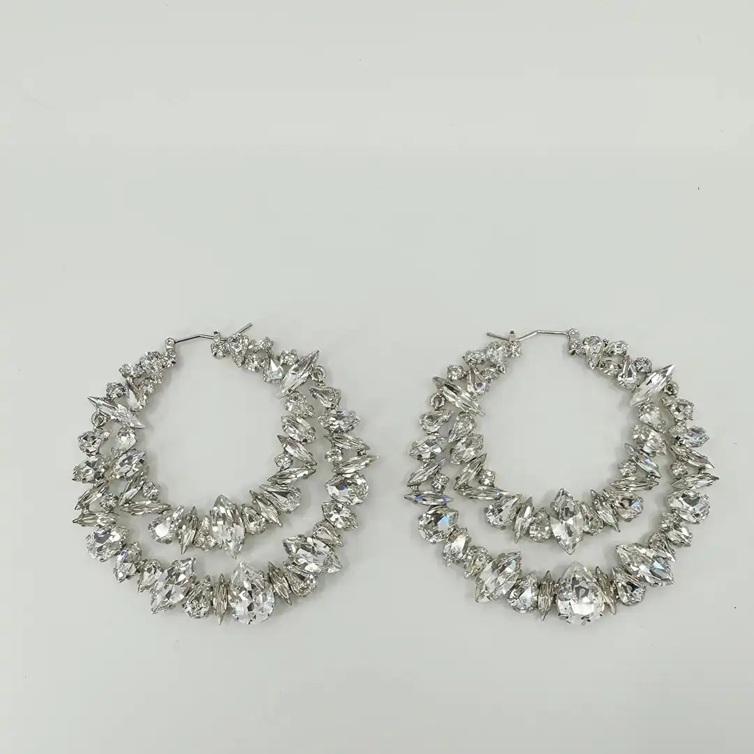 Saint Laurent YSL Crystal Double Hoop Earrings / ungetragen Saint Laurent