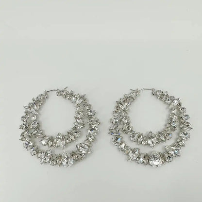 Saint Laurent YSL Crystal Double Hoop Earrings / ungetragen Saint Laurent
