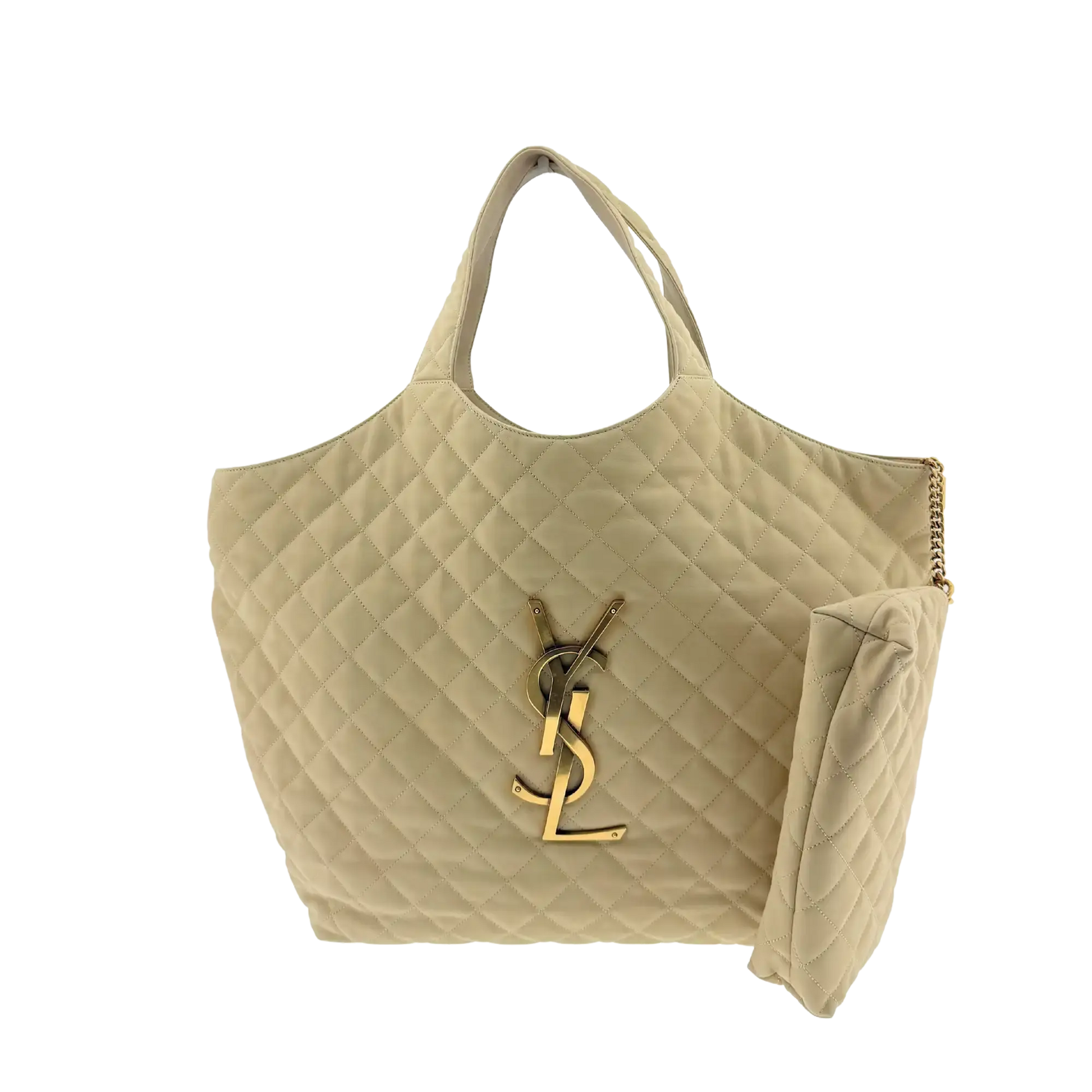 Saint Laurent YSL Icare Maxi Shopper gestepptes Nubukleder beige / neuwertig Saint Laurent