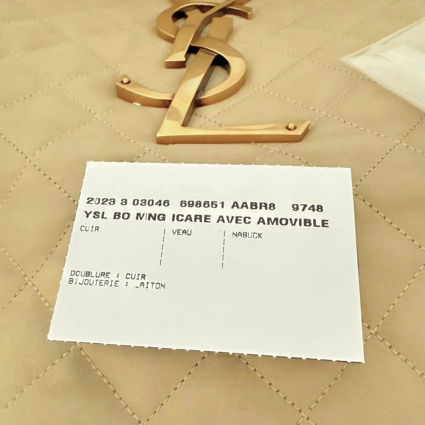 Saint Laurent YSL Icare Maxi Shopper gestepptes Nubukleder beige / neuwertig Saint Laurent