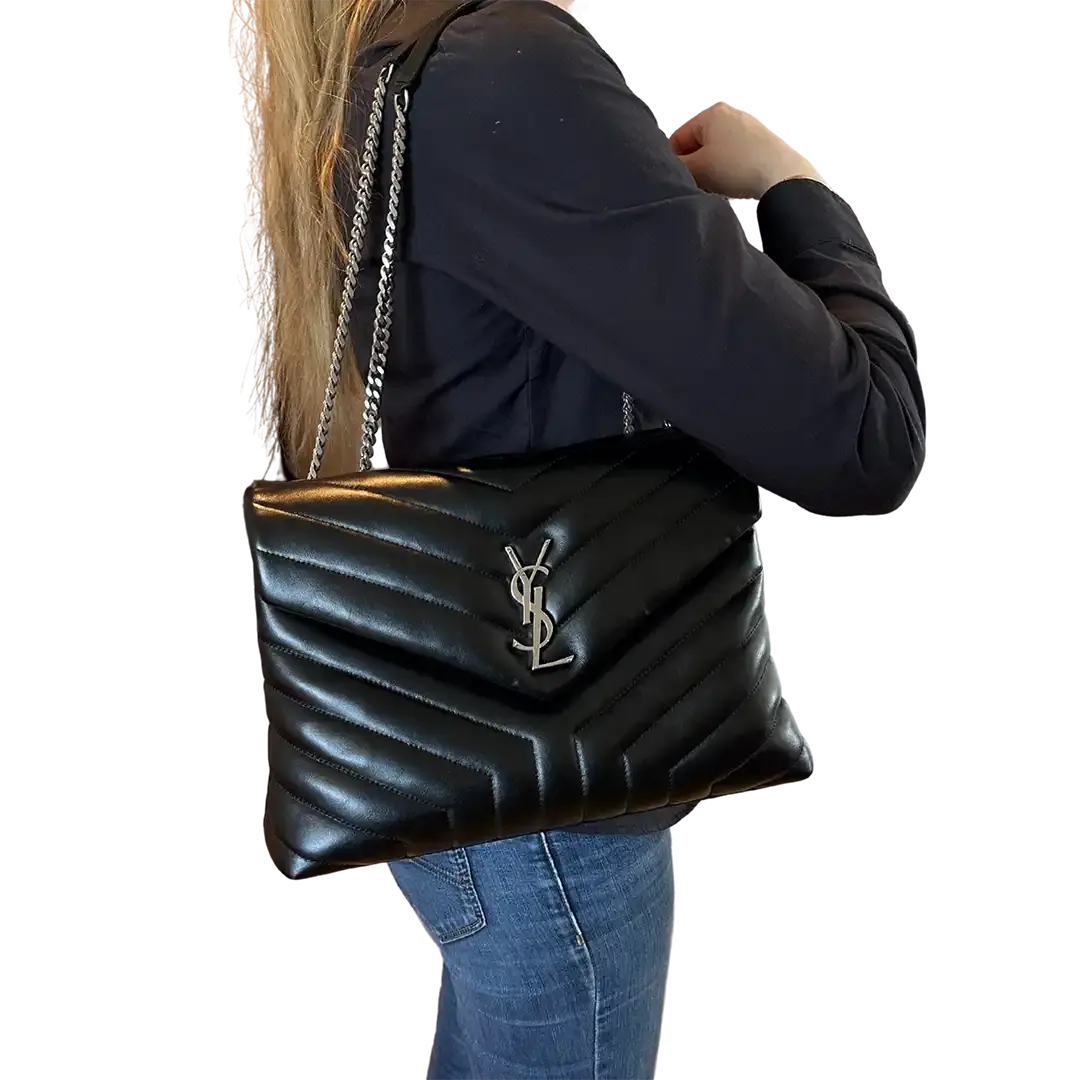 Saint Laurent YSL LouLou Medium Leder schwarz silberne Hardware Fullset / sehr gut Saint Laurent