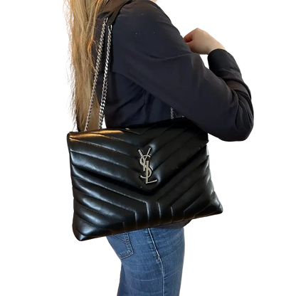 Saint Laurent YSL LouLou Medium Leder schwarz silberne Hardware Fullset / sehr gut Saint Laurent