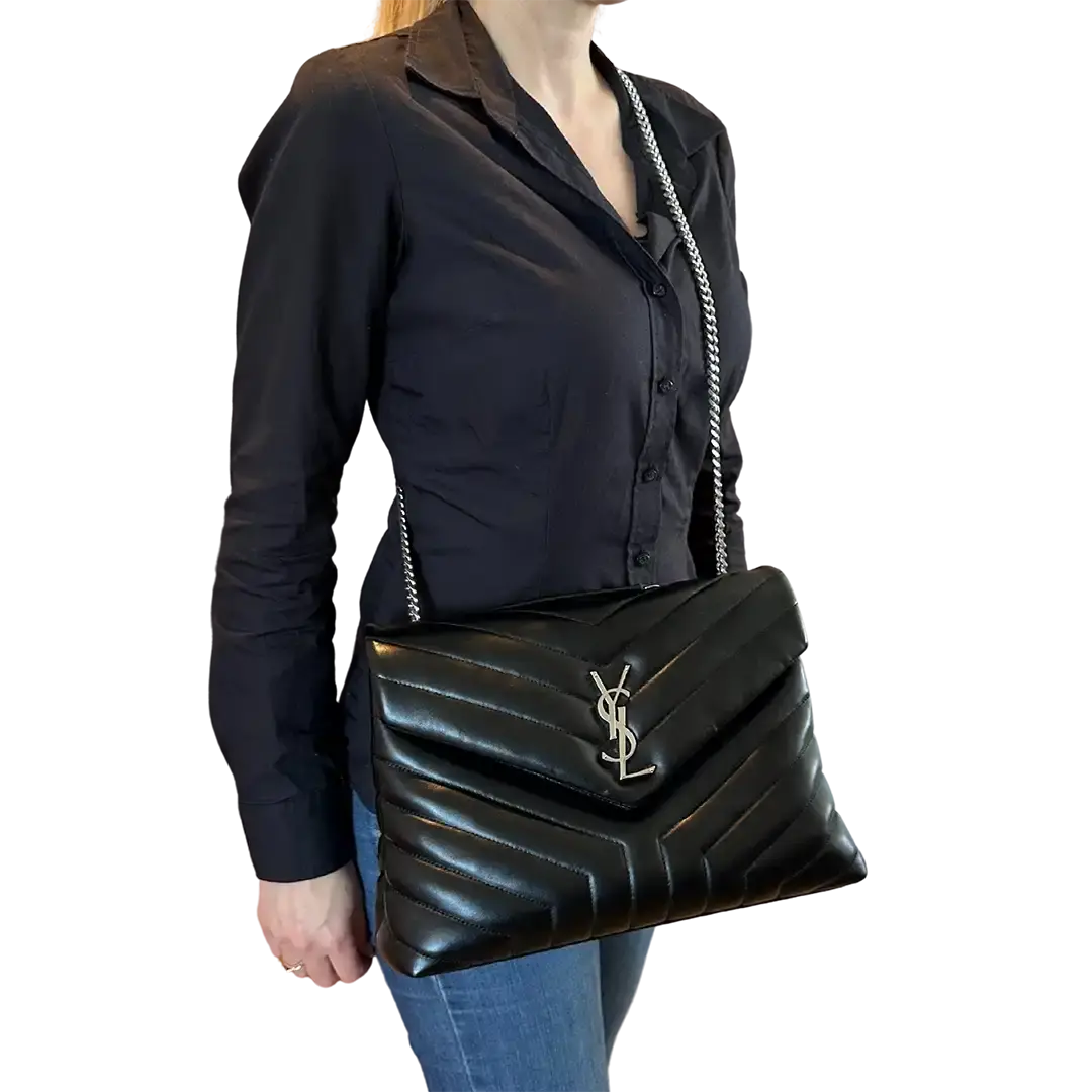 Saint Laurent YSL LouLou Medium Leder schwarz silberne Hardware Fullset / sehr gut Saint Laurent