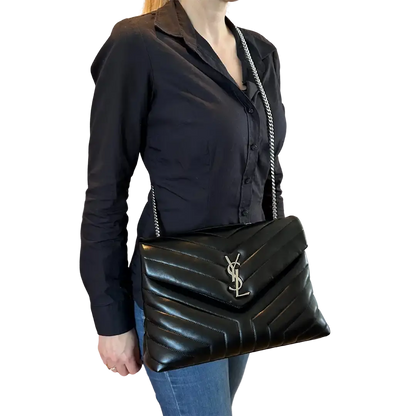 Saint Laurent YSL LouLou Medium Leder schwarz silberne Hardware Fullset / sehr gut Saint Laurent