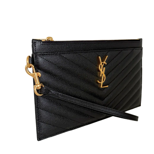 Saint Laurent große Cassandre Pouch Grand de Poudre Leder schwarz / neuwertig Saint Laurent