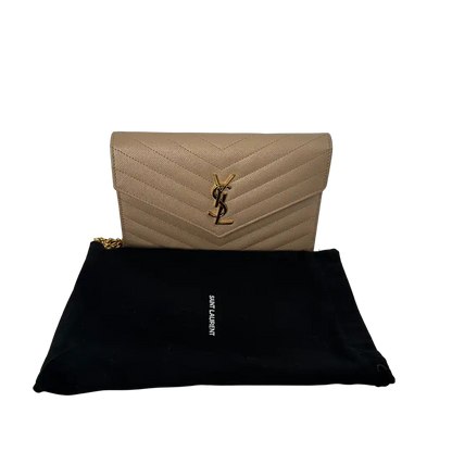 Saint Laurent YSL Cassandre Envelope mit Kettenriemen beige / sehr gut Saint Laurent
