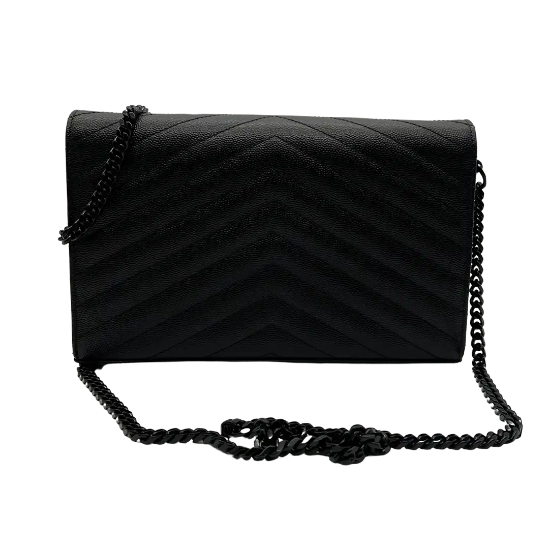 Saint Laurent Chevron Monogram Monochrome Chain Wallet schwarz / sehr gut Saint Laurent