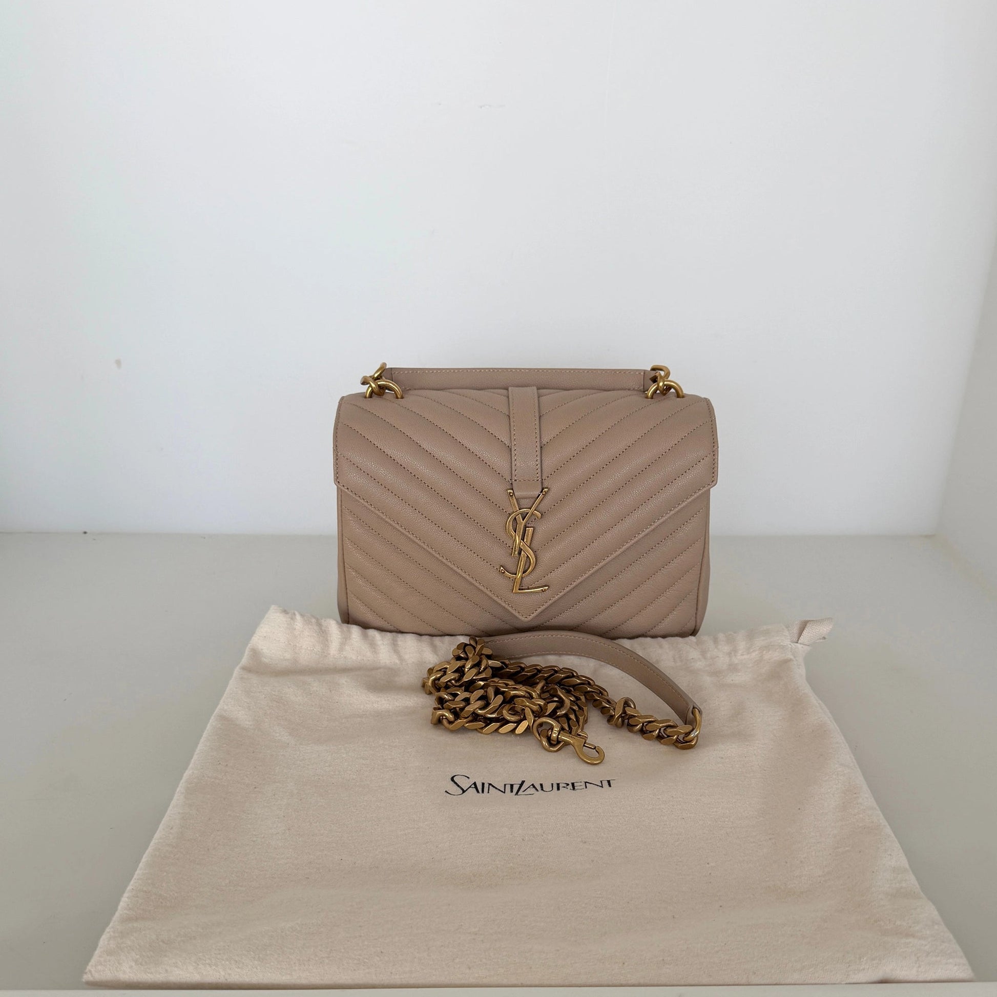 Saint Laurent College Tasche Medium dark beige / neuwertig Saint Laurent