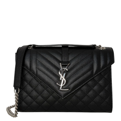 Saint Laurent YSL Envelope Medium schwarz silberne Hardware Saint Laurent