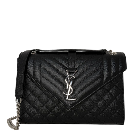 Saint Laurent YSL Envelope Medium schwarz silberne Hardware Saint Laurent