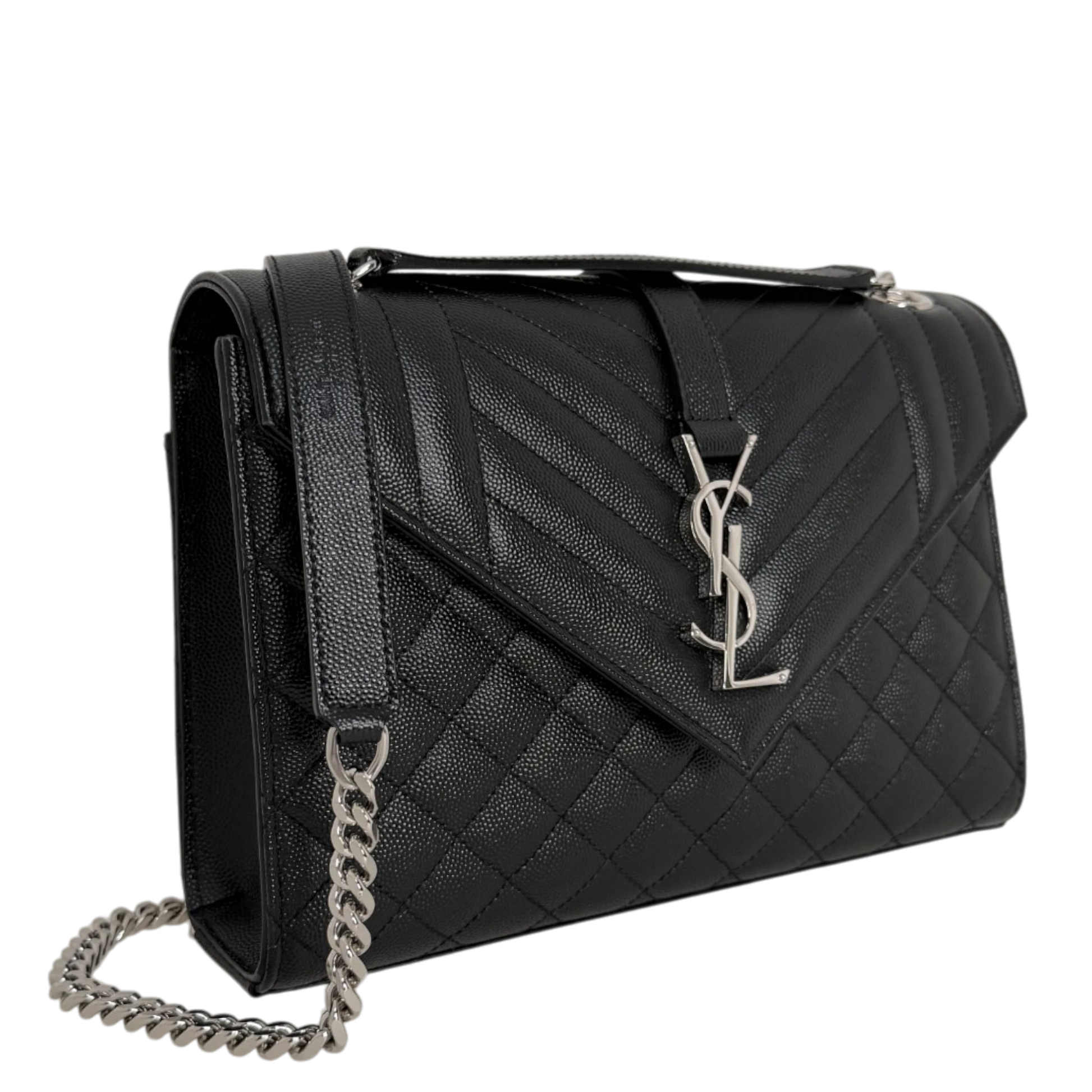 Saint Laurent YSL Envelope Medium schwarz silberne Hardware Saint Laurent
