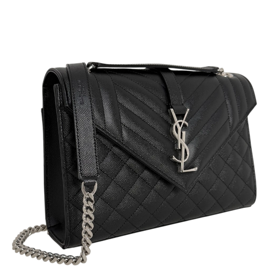 Saint Laurent YSL Envelope Medium schwarz silberne Hardware Saint Laurent