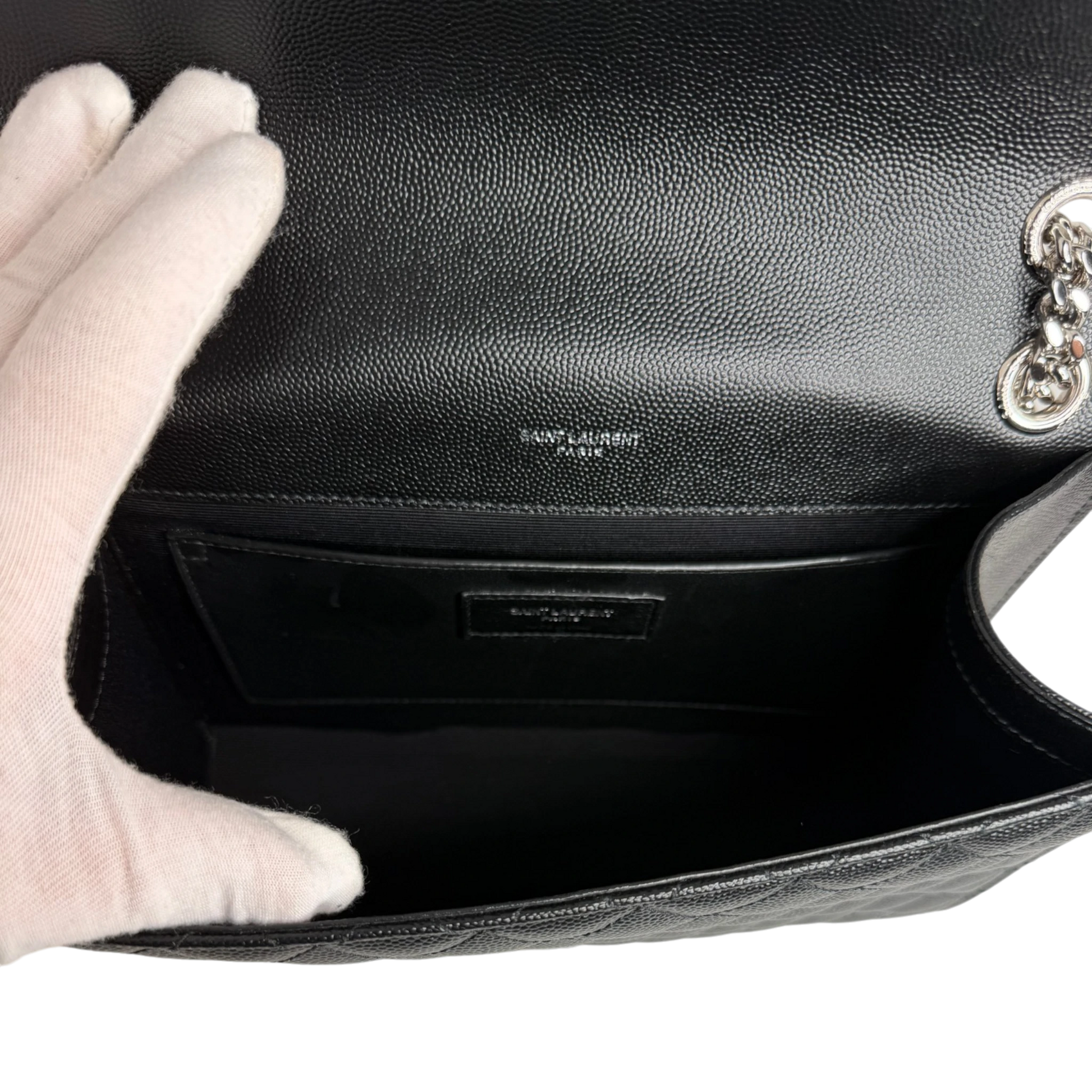 Saint Laurent YSL Envelope Medium schwarz silberne Hardware Saint Laurent