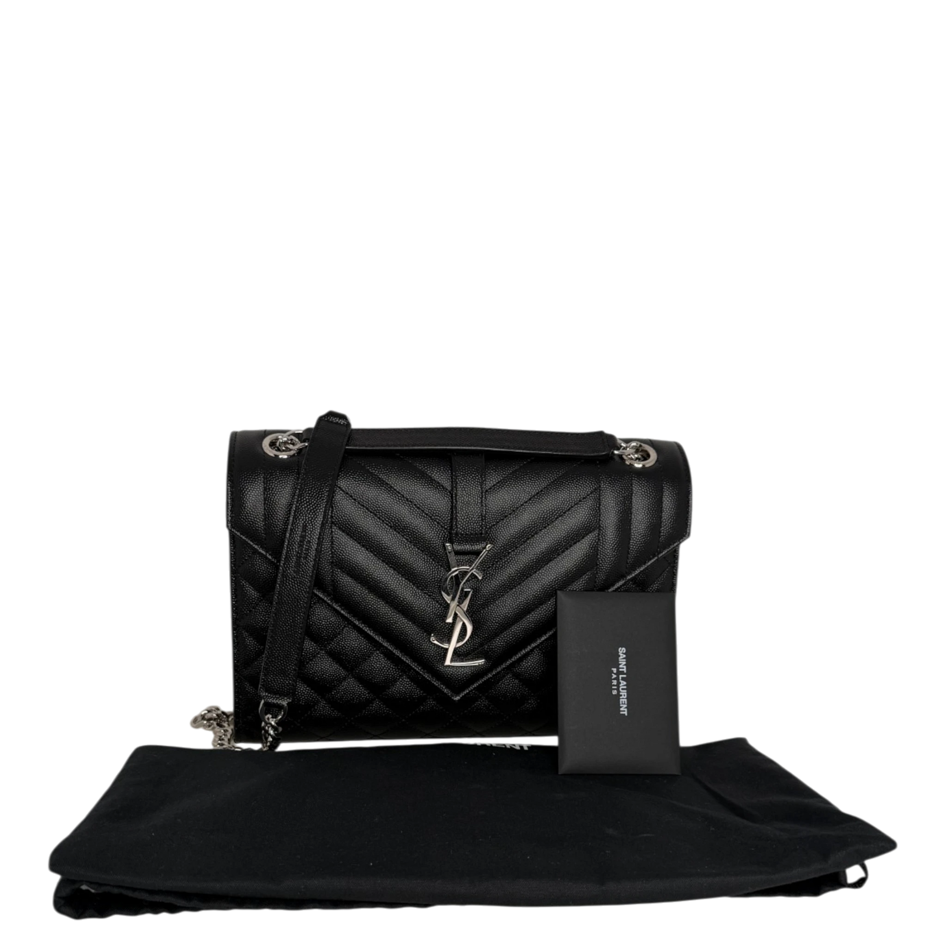 Saint Laurent YSL Envelope Medium schwarz silberne Hardware Saint Laurent