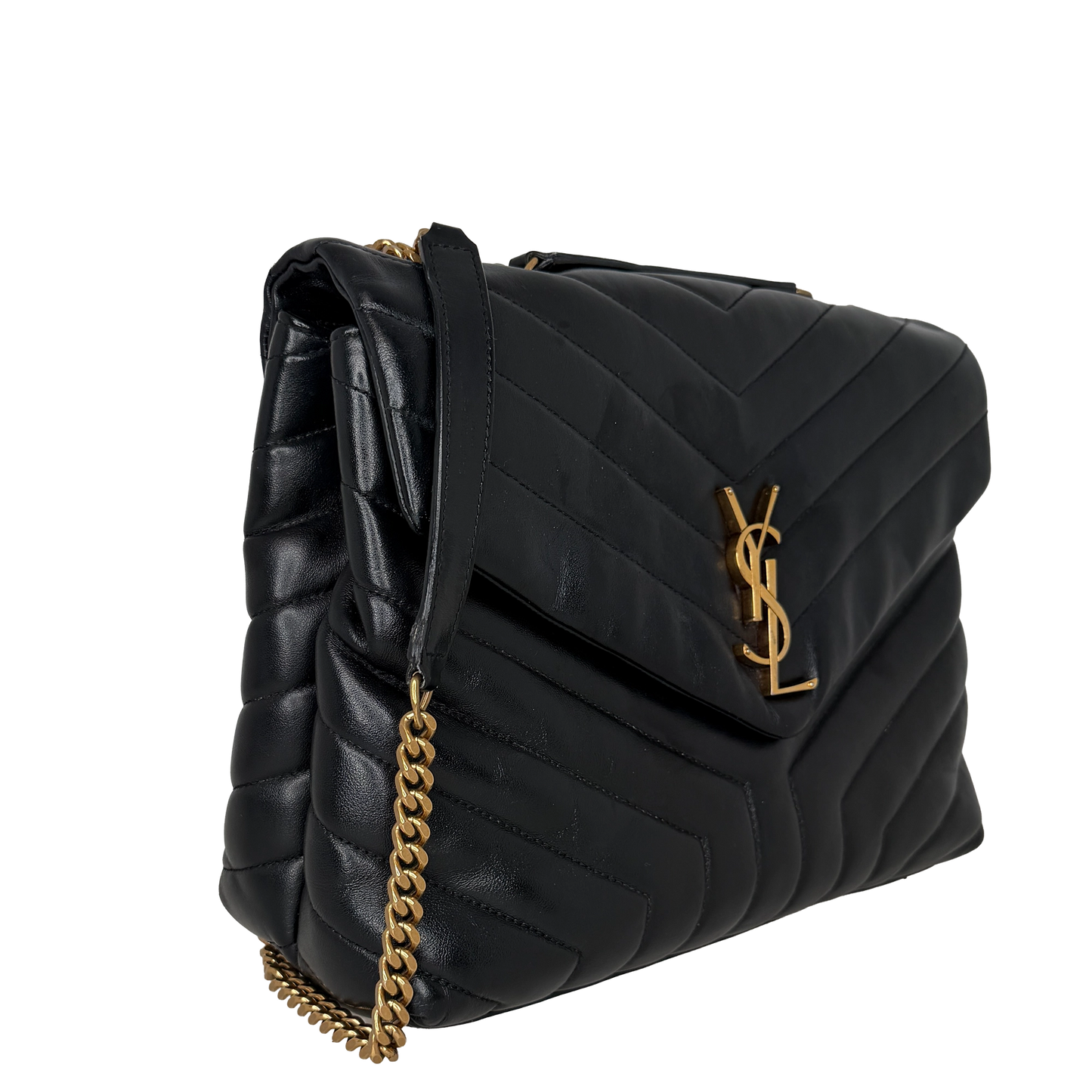 Saint Laurent LouLou Medium Leder Schwarz GHW Saint Laurent