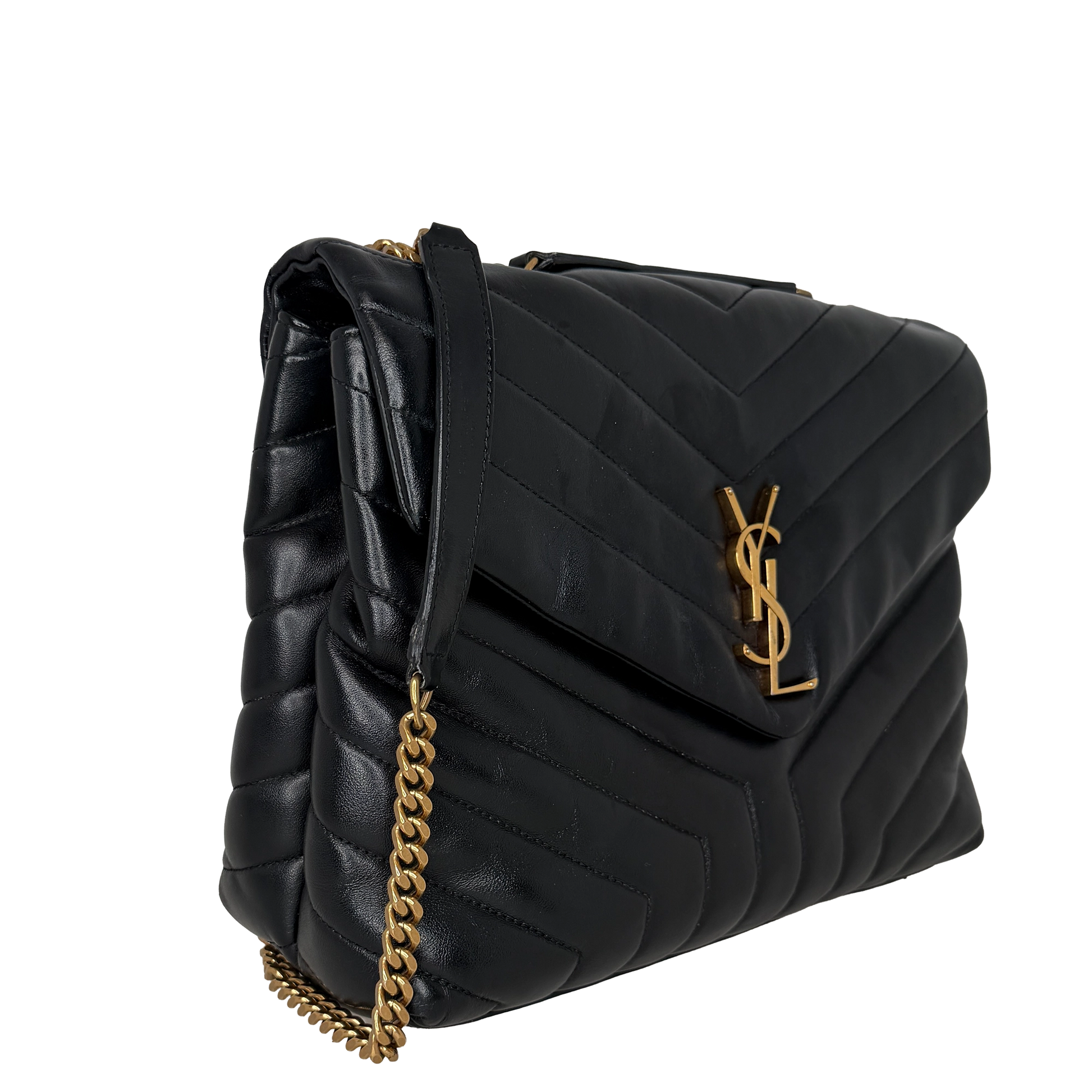Saint Laurent LouLou Medium Leder Schwarz GHW Saint Laurent