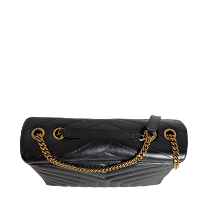 Saint Laurent Loulou Medium Y-Matelassé Kalbsleder Schwarz Gold – Ansicht 5
