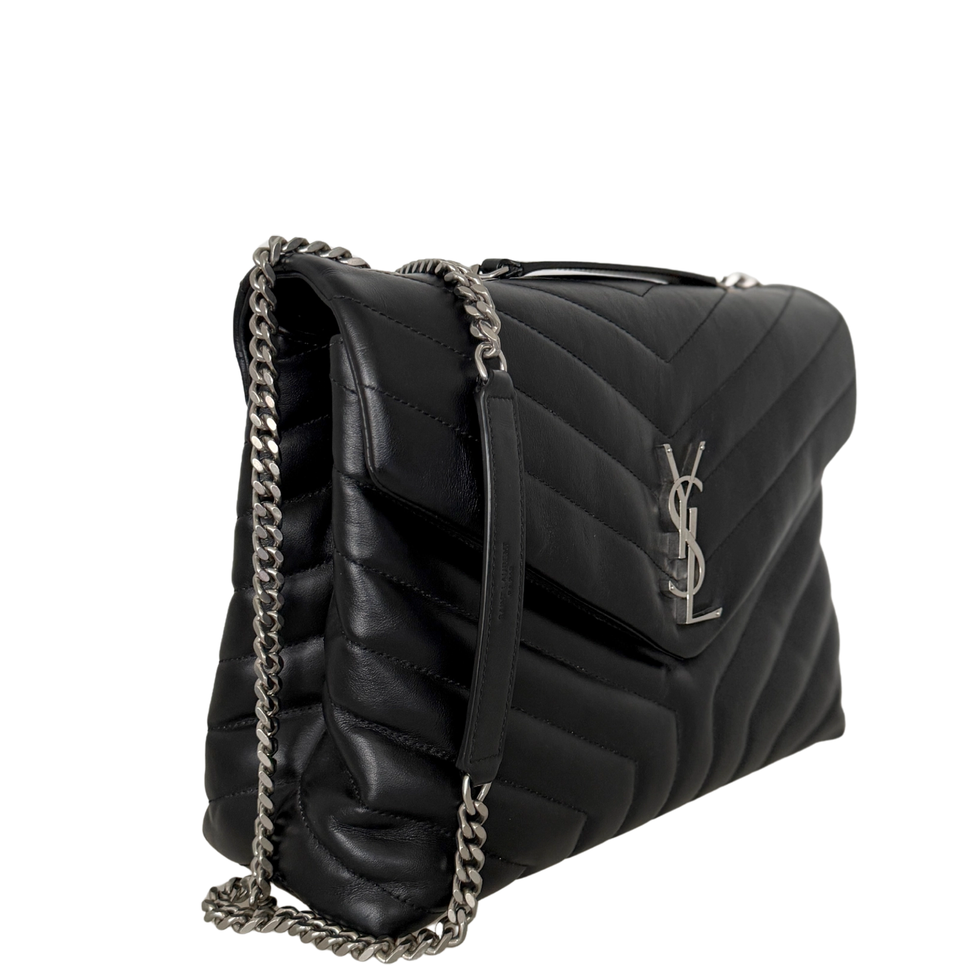 Saint Laurent YSL LouLou Medium Leder schwarz silber Hardware / sehr gut Saint Laurent