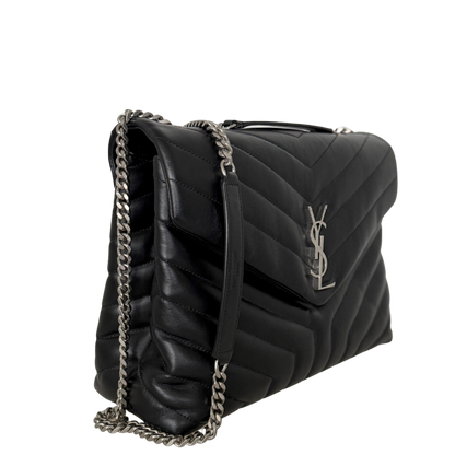 Saint Laurent YSL LouLou Medium Leder schwarz silber Hardware / sehr gut Saint Laurent