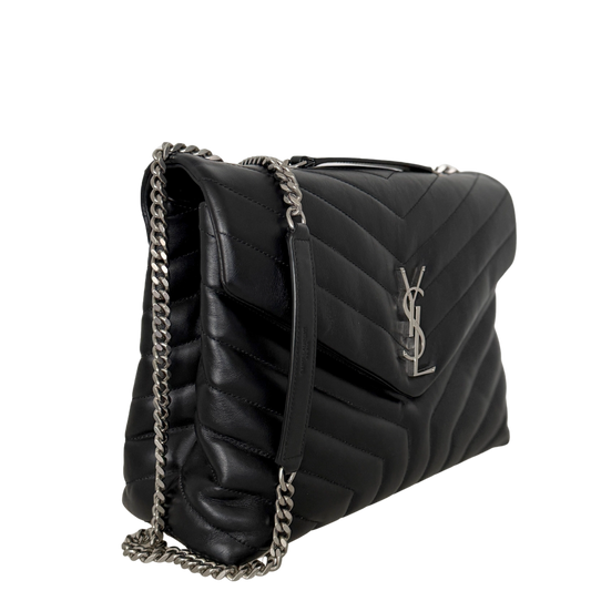 Saint Laurent YSL LouLou Medium Leder schwarz silber Hardware / sehr gut Saint Laurent