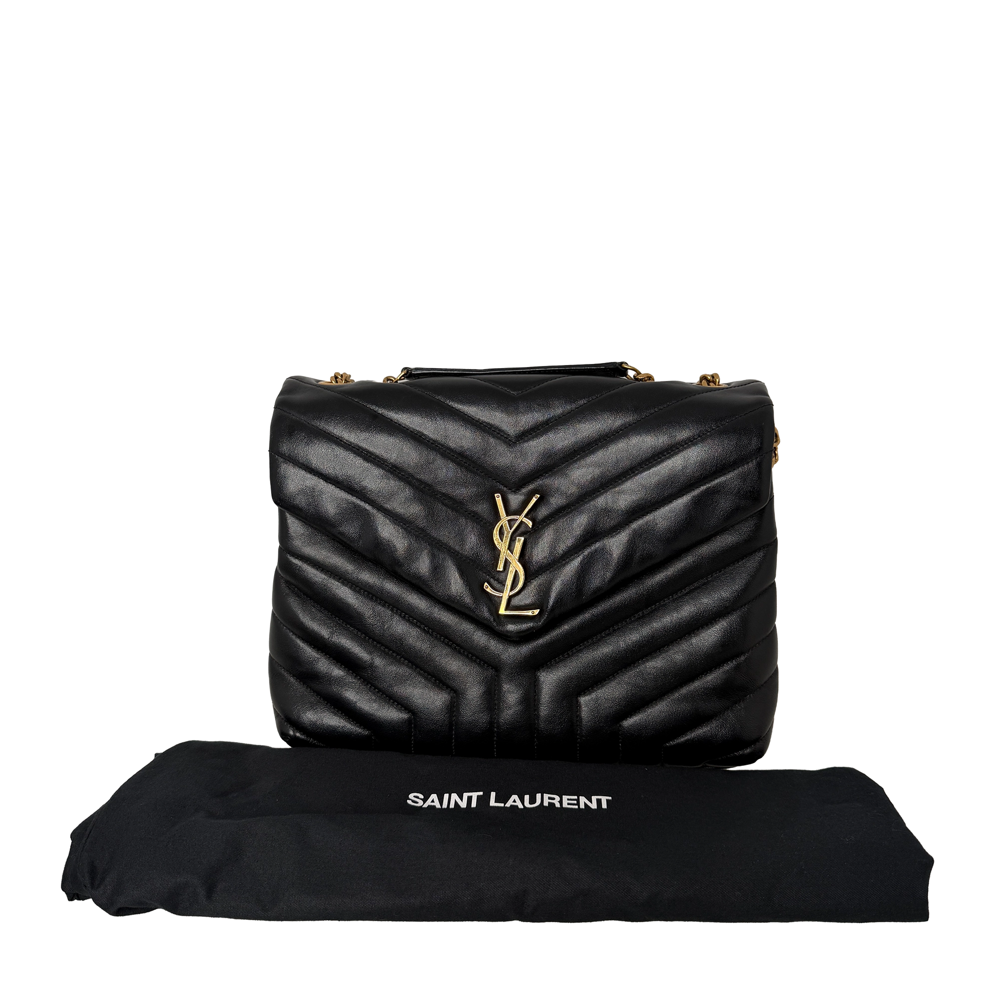 Saint Laurent LouLou Medium Leder Schwarz GHW Saint Laurent