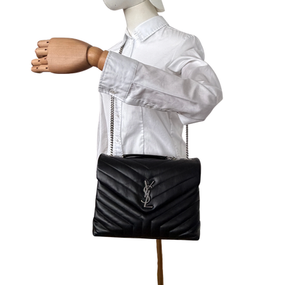 Saint Laurent YSL LouLou Medium Leder schwarz silber Hardware / sehr gut Saint Laurent