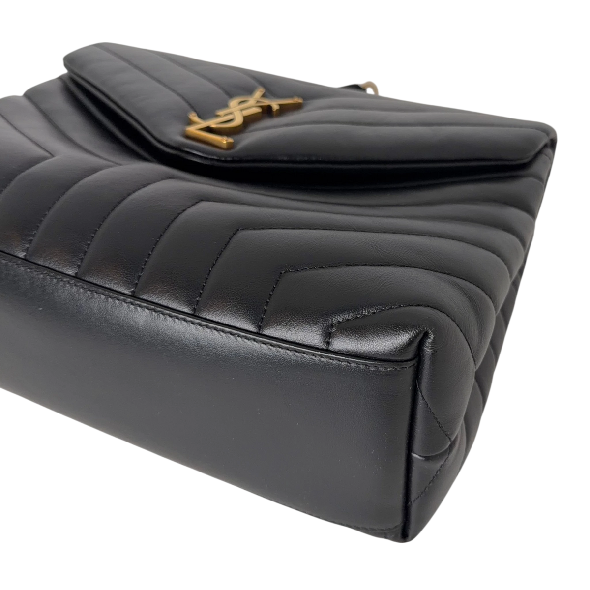Saint Laurent Loulou Medium Y-Matelassé Kalbsleder Schwarz Gold – Ansicht 7