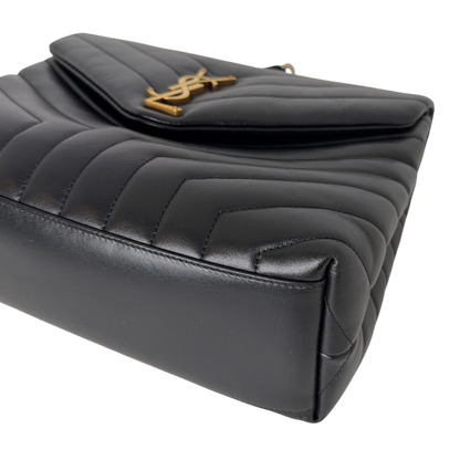 Saint Laurent Loulou Medium Y-Matelassé Kalbsleder Schwarz Gold – Ansicht 7