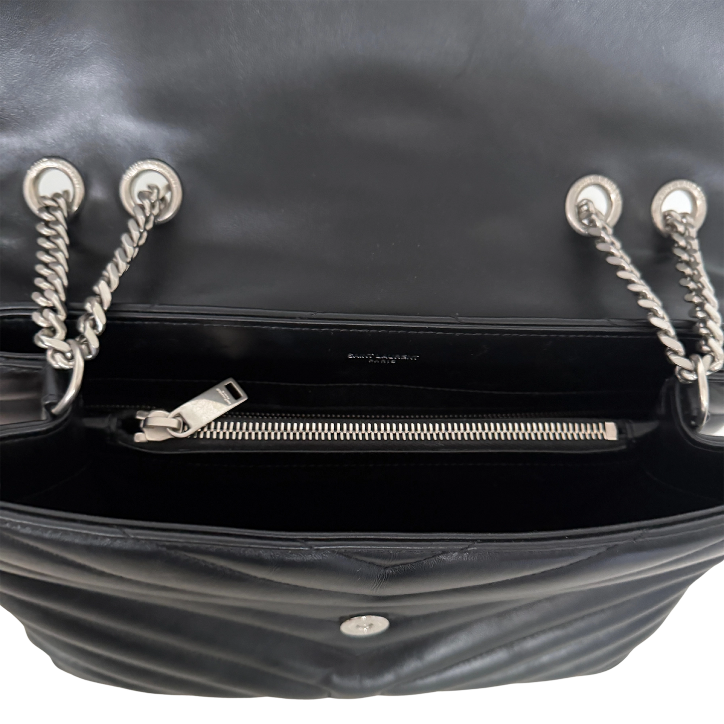 Saint Laurent YSL LouLou Medium Leder schwarz silber Hardware / sehr gut Saint Laurent