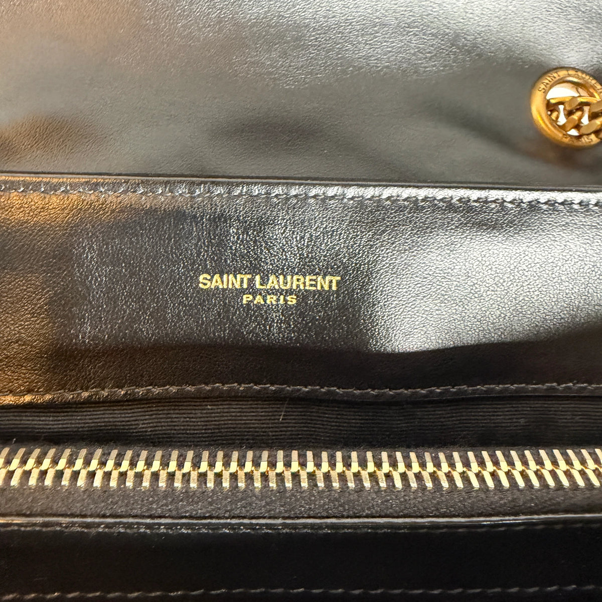Saint Laurent Loulou Medium Y-Matelassé Kalbsleder Schwarz Gold – Ansicht 8