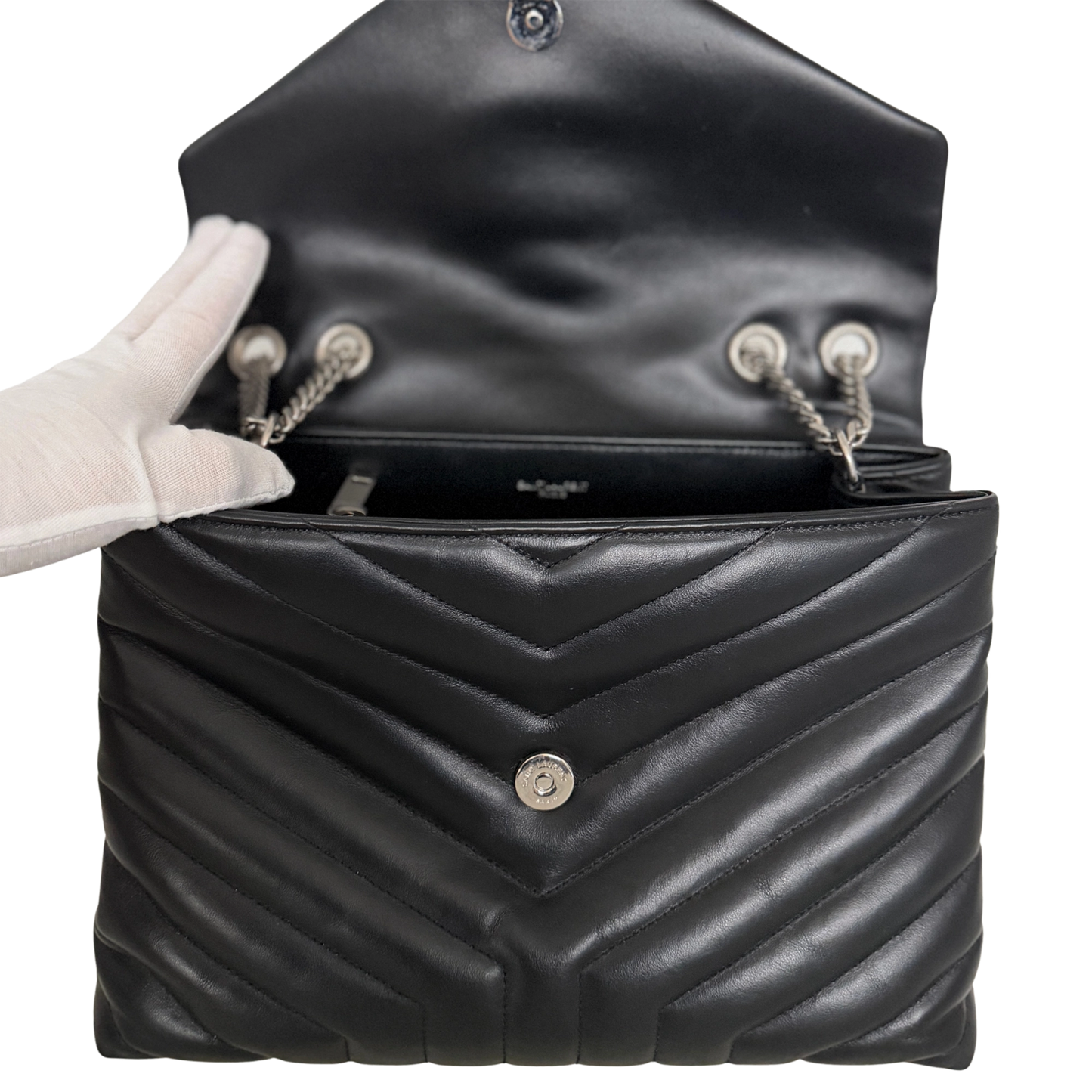 Saint Laurent YSL LouLou Medium Leder schwarz silber Hardware / sehr gut Saint Laurent