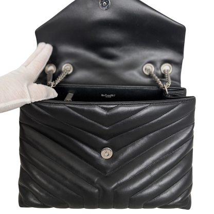 Saint Laurent YSL LouLou Medium Leder schwarz silber Hardware / sehr gut Saint Laurent