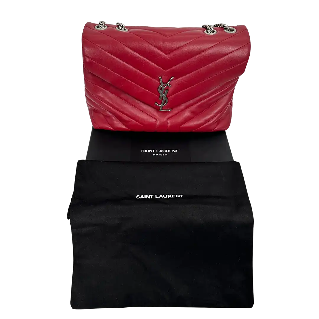 Saint Laurent YSL LouLou Medium gestepptes Leder rot/ gut Saint Laurent