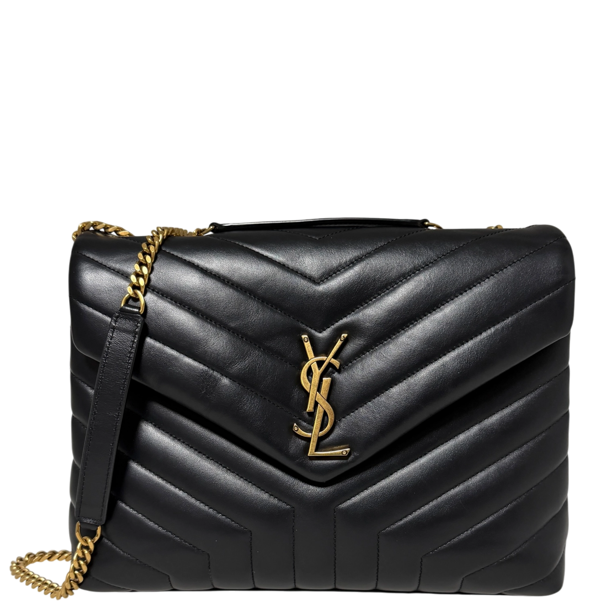 Saint Laurent LouLou Medium Leder Schwarz goldene Hardware / sehr gut Saint Laurent