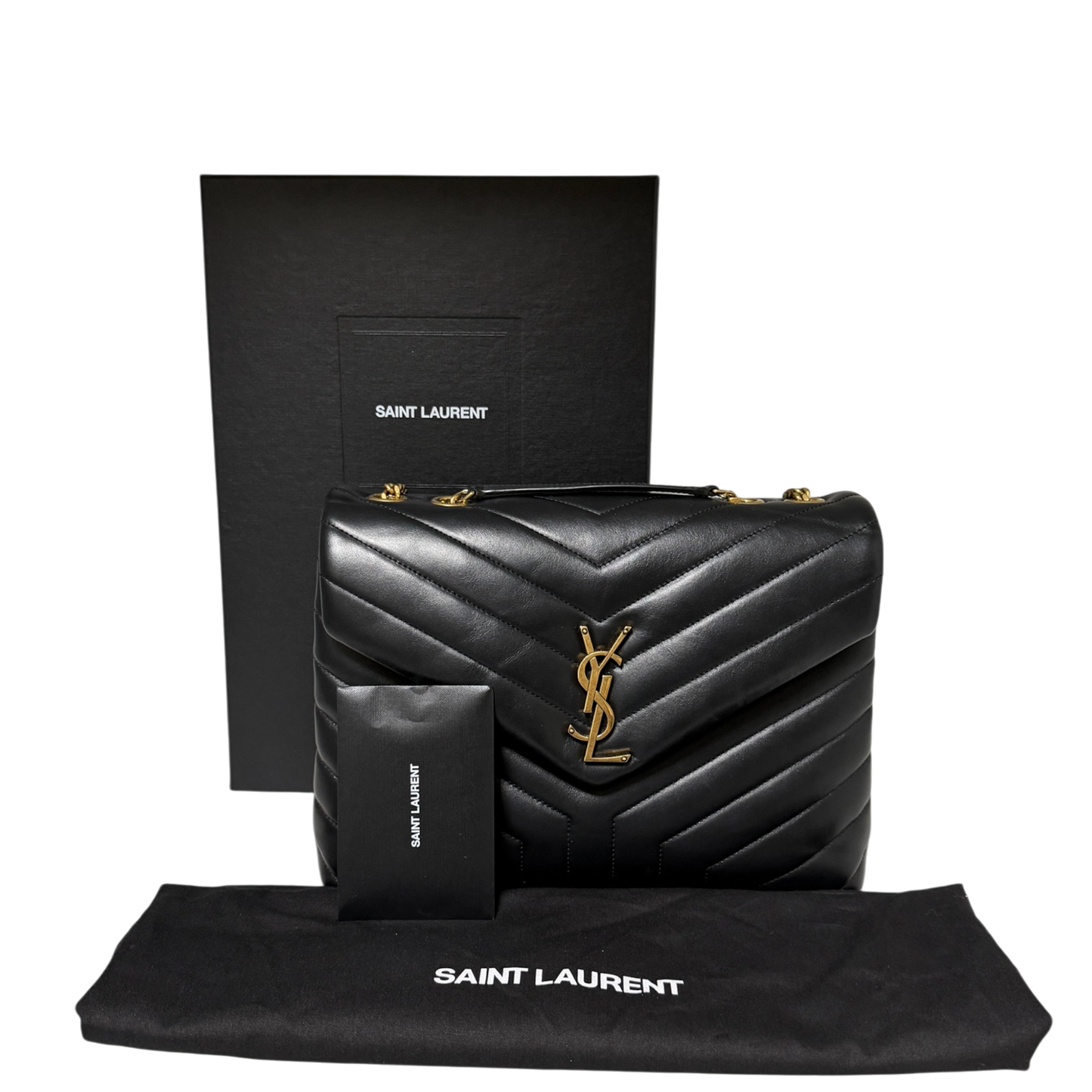 Saint Laurent LouLou Medium Leder Schwarz goldene Hardware / sehr gut Saint Laurent