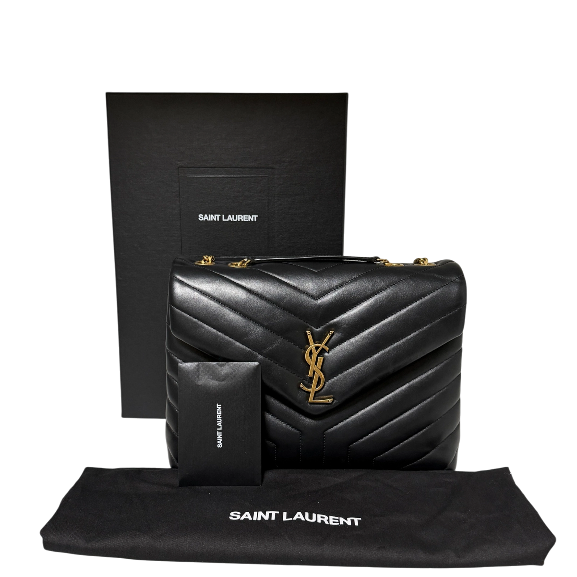 Saint Laurent LouLou Medium Leder Schwarz goldene Hardware / sehr gut Saint Laurent