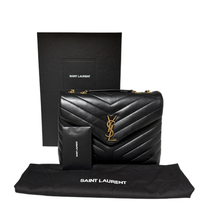 Saint Laurent LouLou Medium Leder Schwarz goldene Hardware / sehr gut Saint Laurent