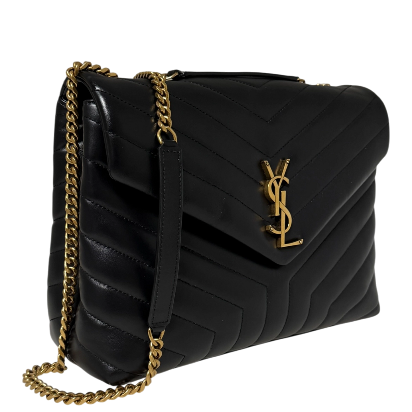 Saint Laurent LouLou Medium Leder Schwarz goldene Hardware / sehr gut Saint Laurent