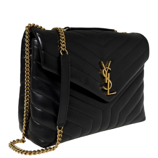 Saint Laurent LouLou Medium Leder Schwarz goldene Hardware / sehr gut Saint Laurent
