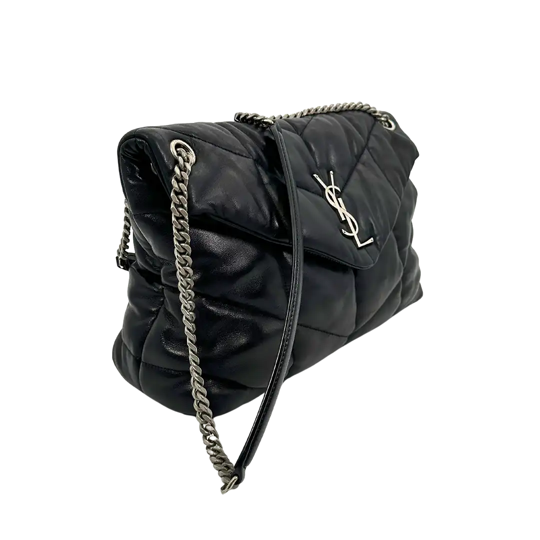 Saint Laurent LouLou Puffer Medium Handtasche schwarz Lammleder / gut Saint Laurent