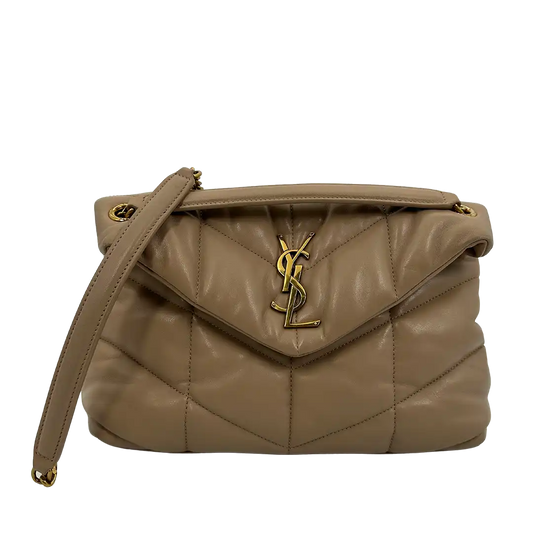 Saint Laurent LouLou Puffer Small Handtasche beige Leder / sehr gut Saint Laurent