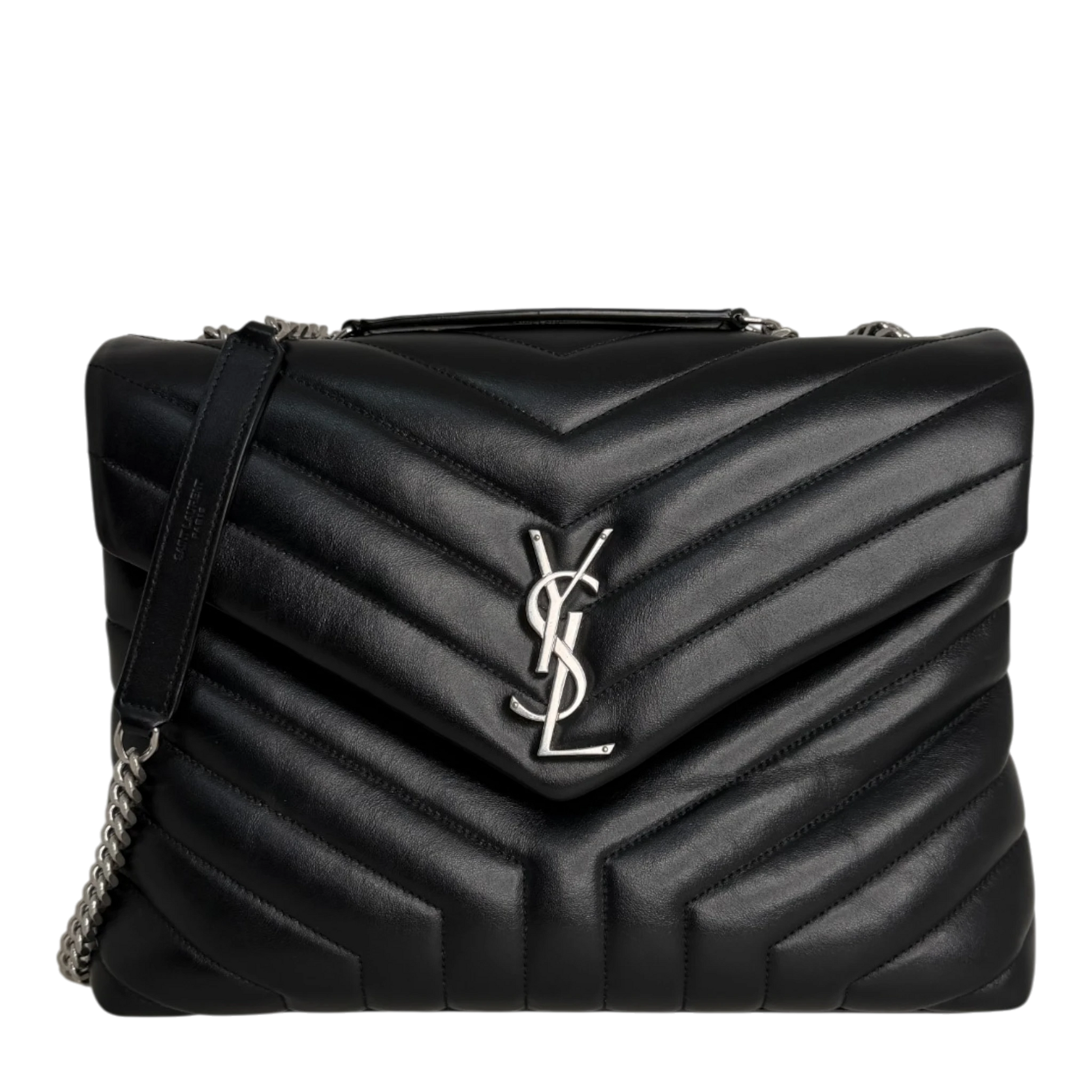 Saint Laurent LouLou Medium Leder schwarz silberne Hardware Fullset Saint Laurent