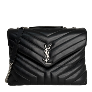 Saint Laurent LouLou Medium Leder schwarz silberne Hardware Fullset