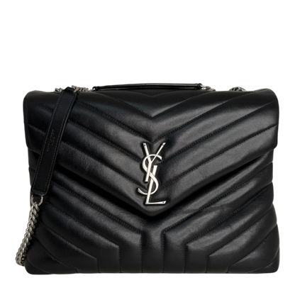 Saint Laurent LouLou Medium Leder schwarz silberne Hardware Fullset Saint Laurent