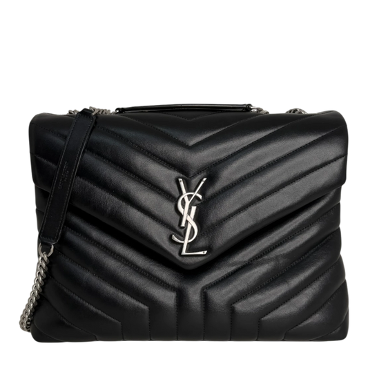 Saint Laurent LouLou Medium Leder schwarz silberne Hardware Fullset Saint Laurent