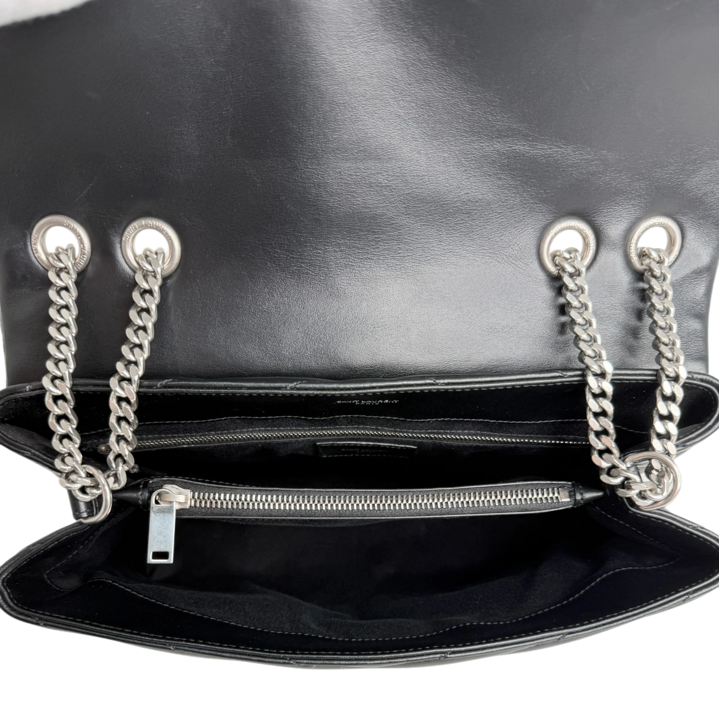 Saint Laurent LouLou Medium Leder schwarz silberne Hardware Fullset Saint Laurent