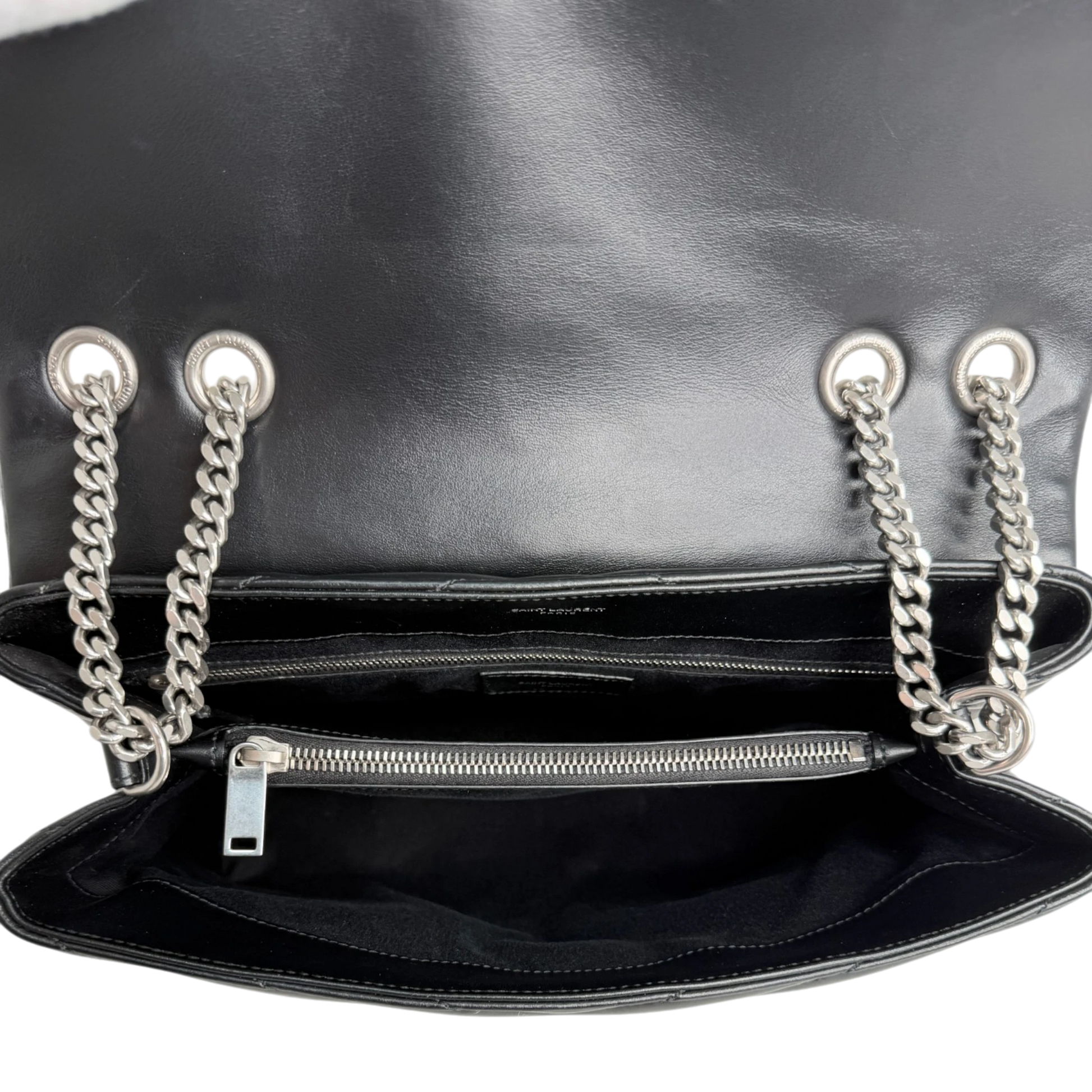 Saint Laurent LouLou Medium Leder schwarz silberne Hardware Fullset Saint Laurent