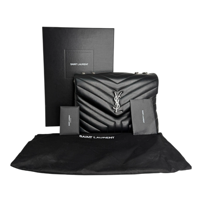 Saint Laurent LouLou Medium Leder schwarz silberne Hardware Fullset Saint Laurent