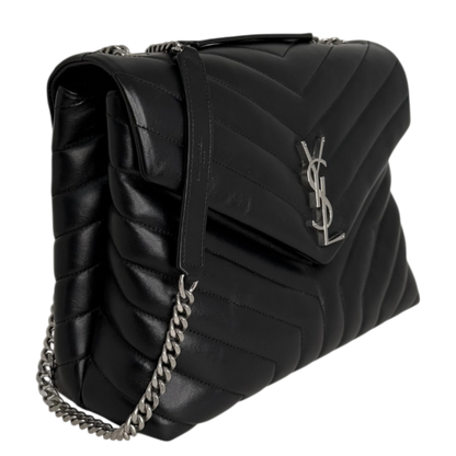 Saint Laurent LouLou Medium Leder schwarz silberne Hardware Fullset Saint Laurent