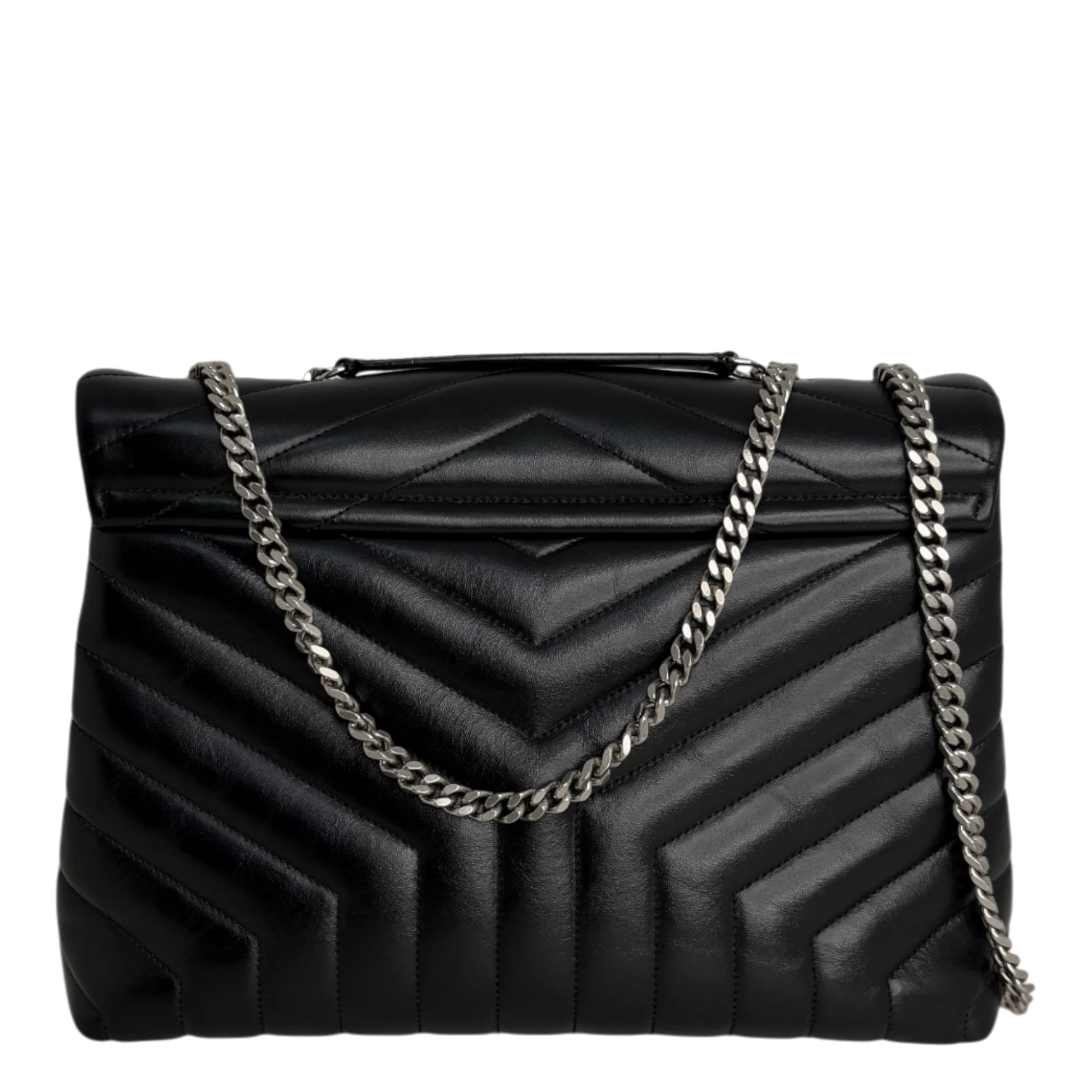 Saint Laurent LouLou Medium Leder schwarz silberne Hardware Fullset Saint Laurent